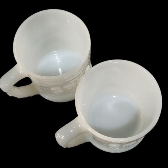 Vintage B.C. Comic GROG Milk Glass Mug Coffee Cup Johnny Hart FIRE KING Set of 2 - Picture 4 of 9